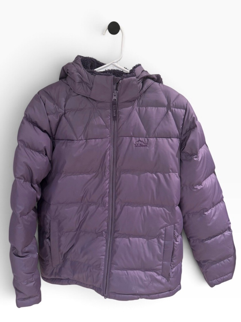 L.L. Bean Girls' Hooded Purple Puffer Jacket